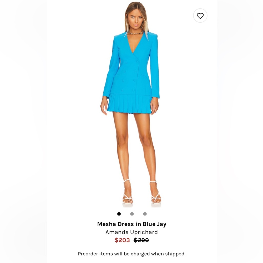 Mesha Dress in Blue Jay by Amanda Uprichard size medium. Worn once.
